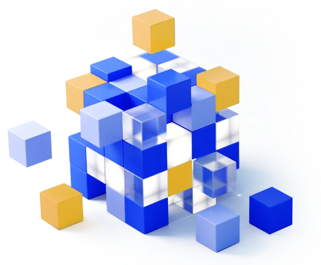 Modern cube graphic representing CG Fintech’s flexible infrastructure